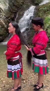 我们红瑶族女人每天用淘米水加中草药洗头发，从来不掉头发，到老都没有白头发，有想体验我们长发传承千年的养发秘方的评论区留言