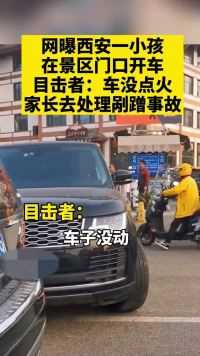 3月13日陕西西安，网曝一小孩景区门口开车，目击者：车没点火，家长去处理剐蹭事故，交警当时在场.