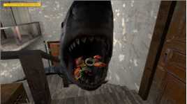 GMOD游戏：小温在密室里发现鲨鱼王嘴里有零食