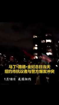 马丁·路德·金纪念日现场 数百抗议者与警察发生冲突