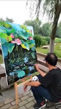 小公园溜达，碰到一个高手的画，还真是让人佩服！