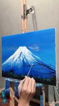 今天教大家画一幅“富士山下”～😚  