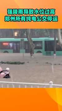 强降雨导致水位过高，郑州所有纯电公交停运！#郑州#天气